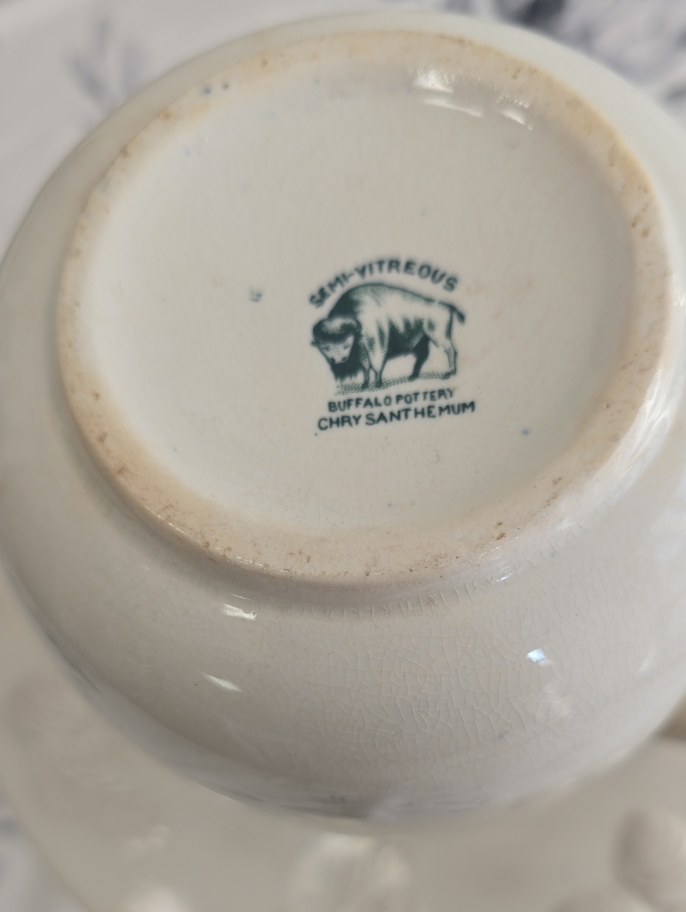 Vintage Buffalo Pottery Chrysanthemum Pitcher Vase Semi Vitreous - Picture 10 of 15